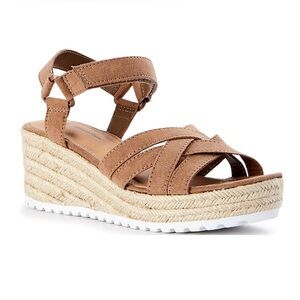 NWT Time and Tru Tan Cream Wedge Sandals with Espadrille Platform - 10W
